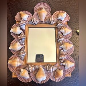 Vintage Mermaid-core Rectangular Wall Hanging Mirror Shells Over Wood Frame